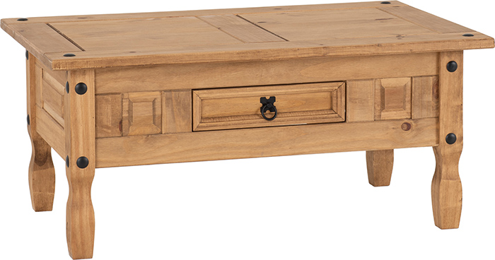 Corona 1 Drawer Coffee Table Grey Distressed Pine - Click Image to Close